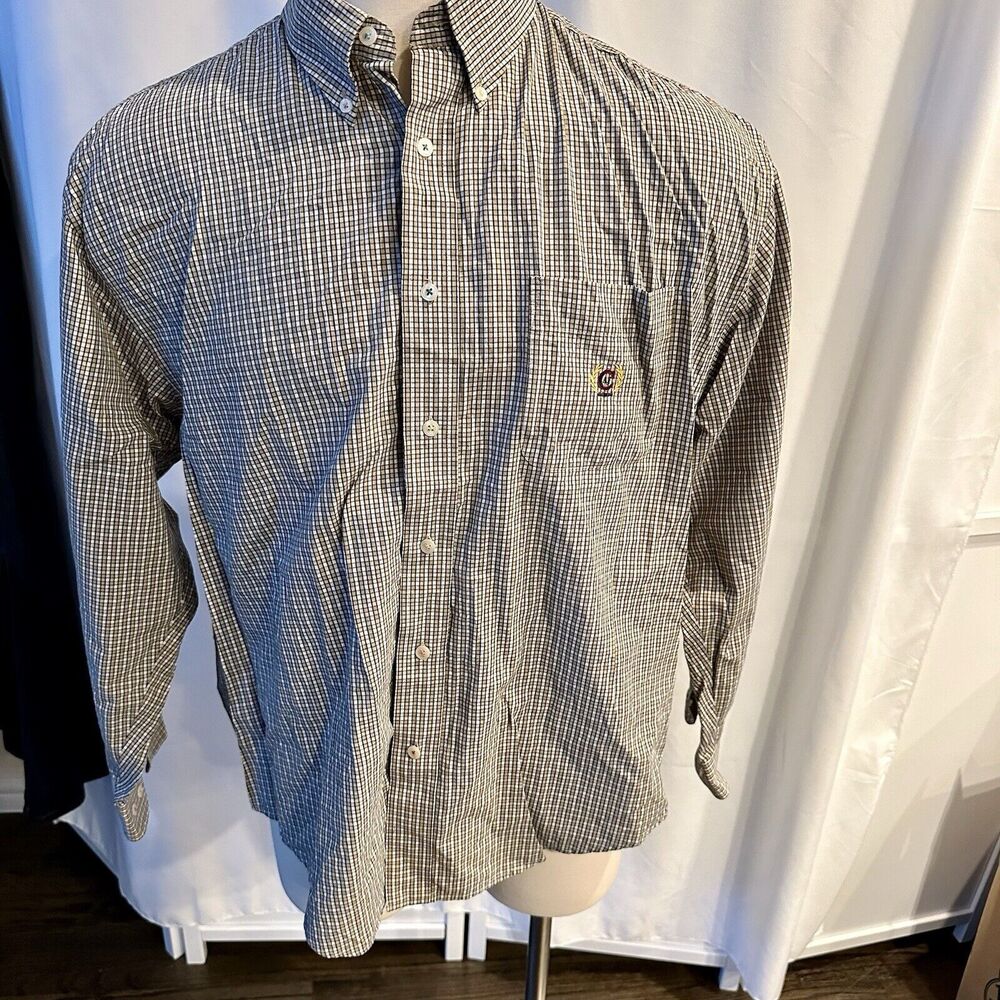 Colours Alexander Julian Shirt Men XL Tan Checked Button Up Long Sleeve Vintage